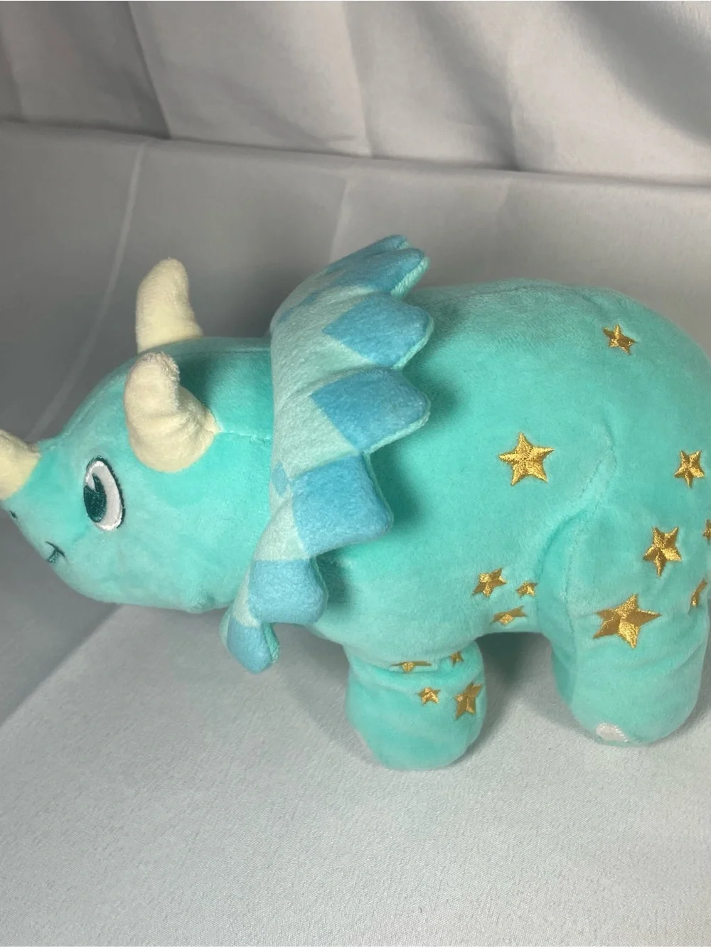 Plush‎ Teal Dino Stuffed Animal with Gold Stars - Kids Toy